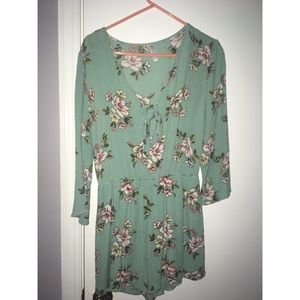 Teal Floral Romper